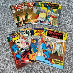 VINTAGE 1960-70s DC COMICS Action Comics Superman Comic Lot Of 8ea
